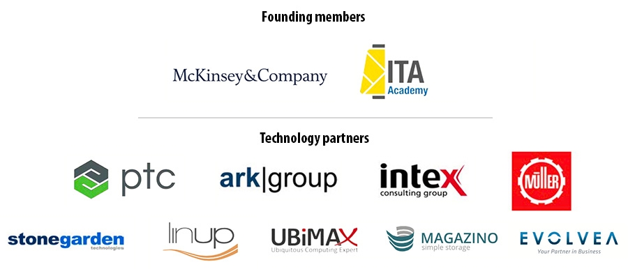 Founders McKinsey & Company and ITA Academy - technology partners PTC, ark|group, Intex, Jakob M&uuml;ller, Stonegarden, LinUp, Ubimax, Magazino, and Evolvea