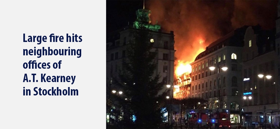 Large fire hits neighbouring offices of A.T. Kearney in Stockholm