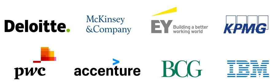 Deloitte, McKinsey, EY, KPMG, PwC, Accenture, BCG, IBM