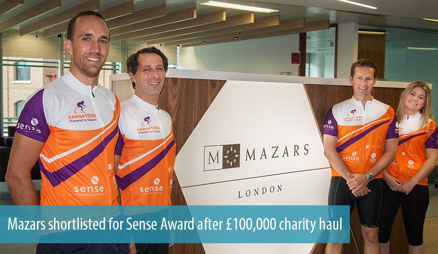 Mazars shortlisted for Sense Award after £100,000 charity haul