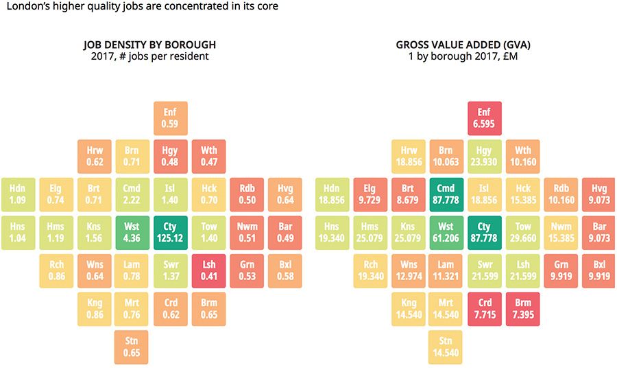 London’s higher quality jobs are concentrated in its core