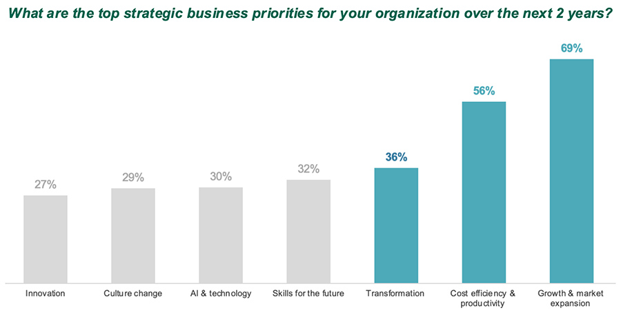 What are the top strategic business priorities for your organization over the next 2 years? 