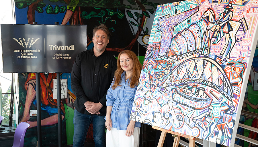 Revered sports artist goes for gold with Glasgow 2026 artwork