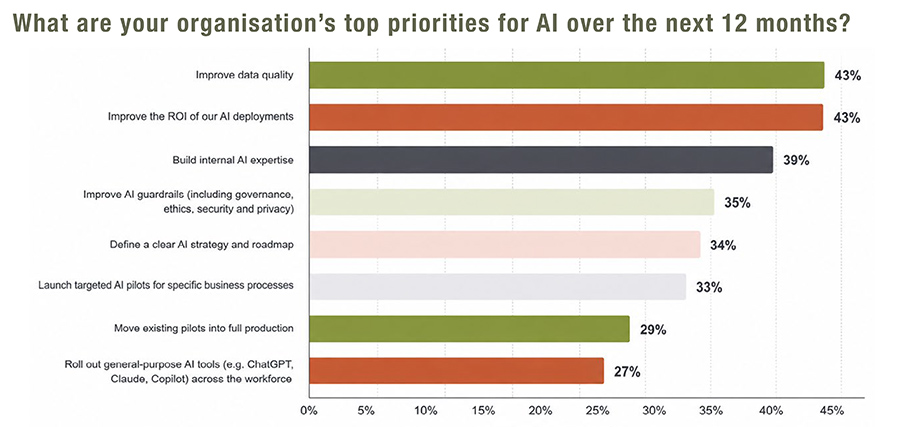 What are your organisation’s top priorities for AI over the next 12 months