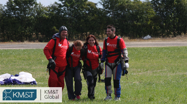 KM&T skydiving staff raise 1700 for Myton Hospice