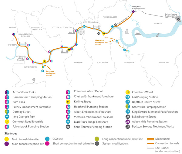 Map of the tunnel route